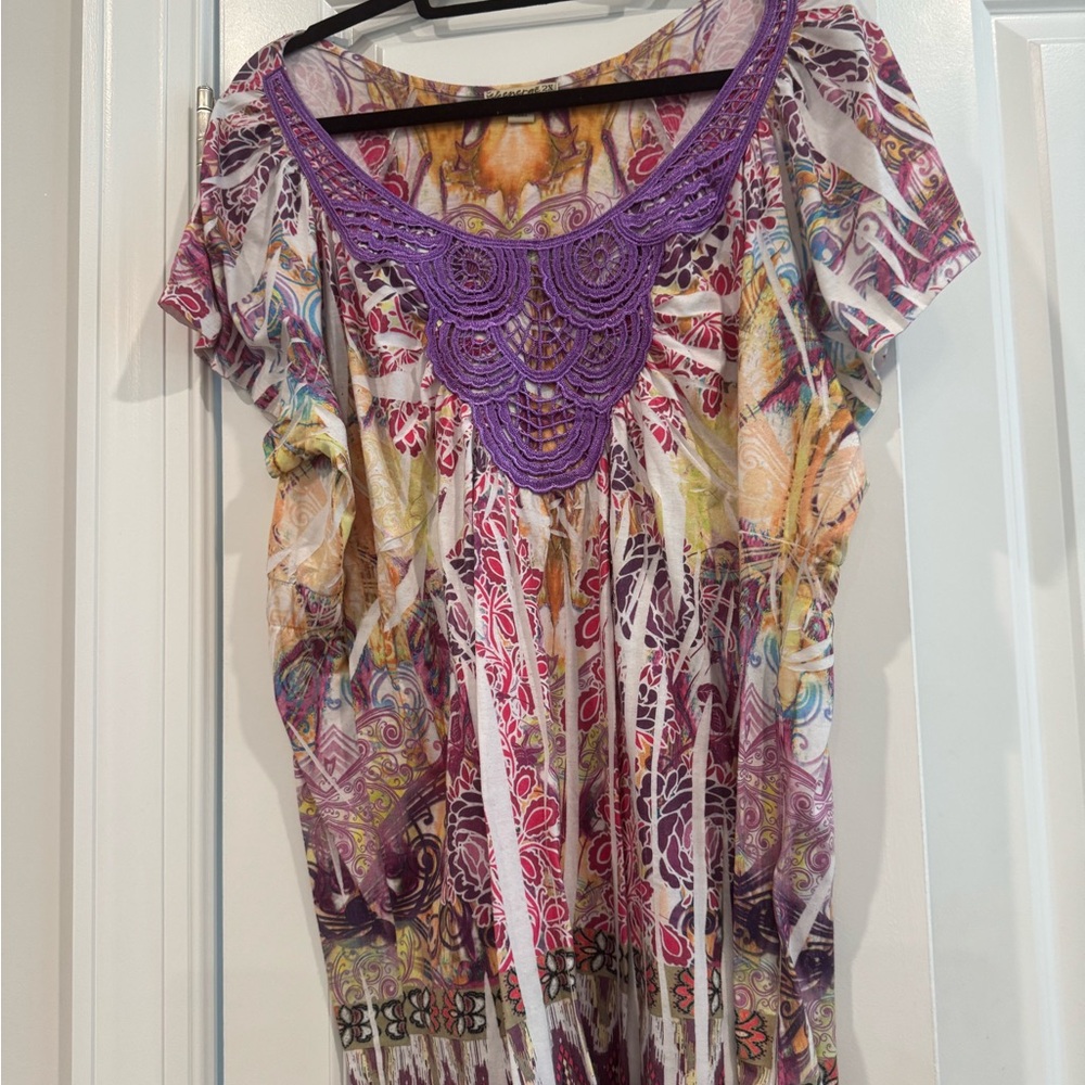 Energe` by World Wear Embroidered Tie Dye Blouse in Size 2X